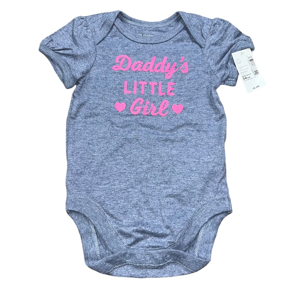 Children’s Place Gray and Pink Daddy’s Little Girl Onesie Bodysuit 3-6Months NWT